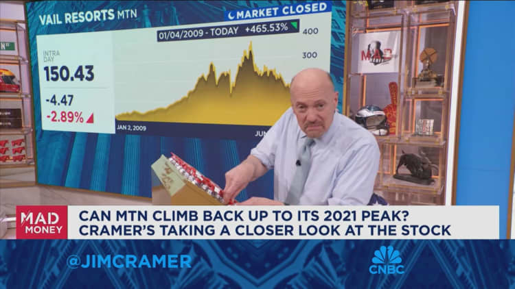 Акции Vail Resorts изо всех сил пытаются найти свою опору, говорит Джим Крамер