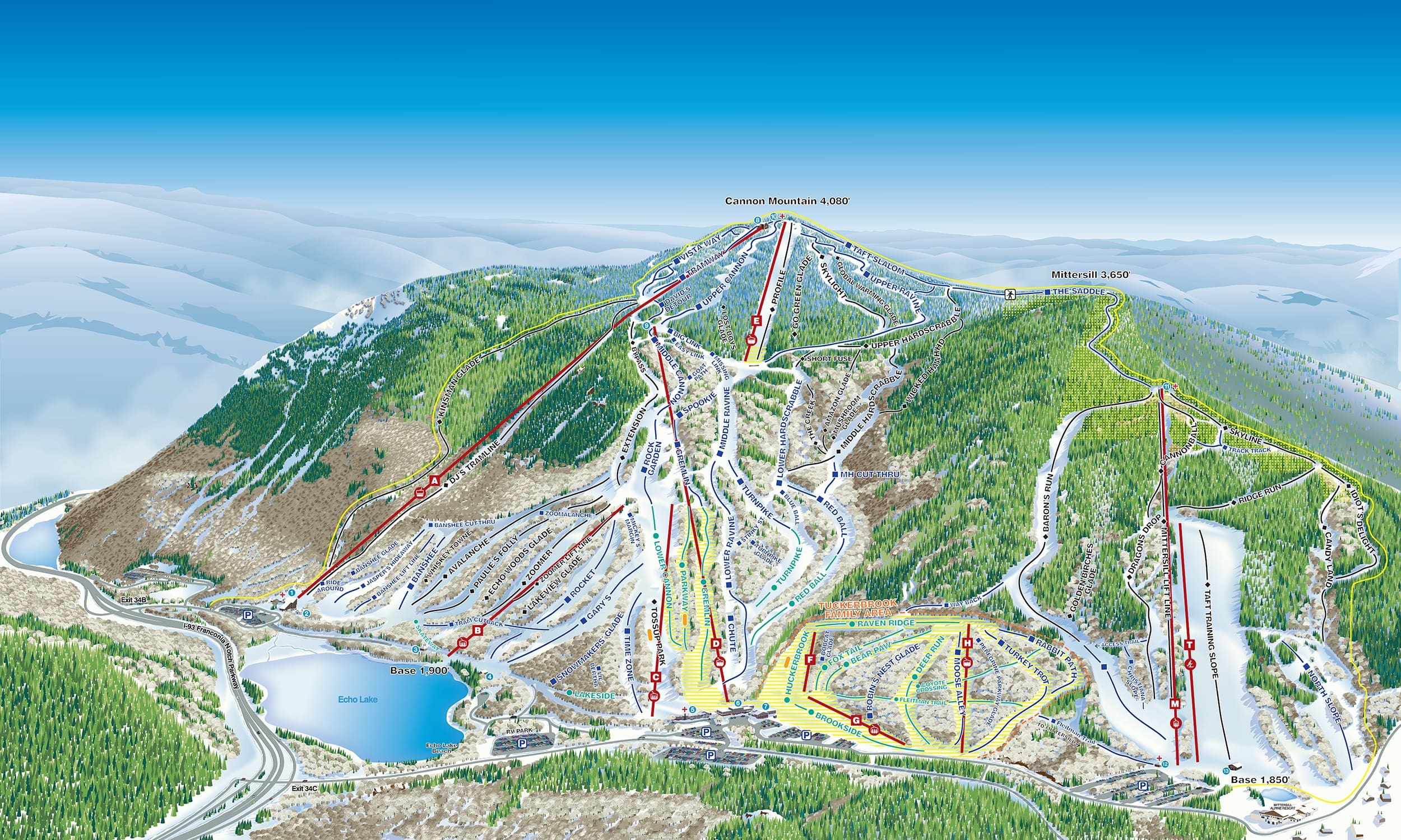 Аэрофотосъемка Cannon Mountain, которая будет вышла на пенсию этой осенью
