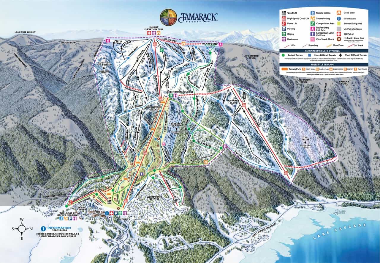 Tamarack Resort 2024-25 Trail Map.