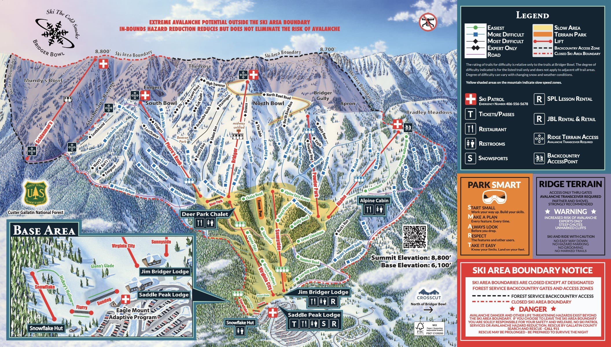 Оползень наносит ущерб местности в Bridger Bowl