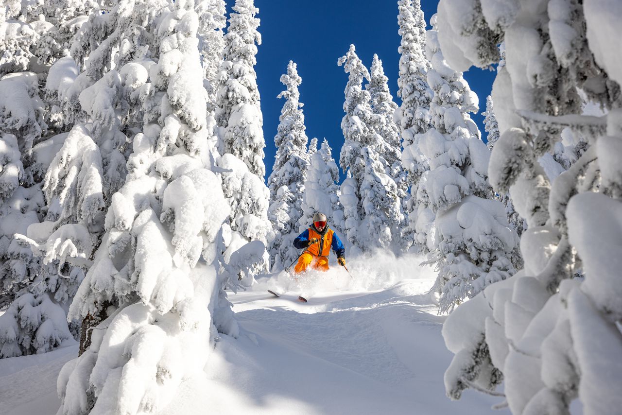 Big White Ski Resort, Британская Колумбия, Канада, показывает одни из лучших лыжных лыж в Северной Америке