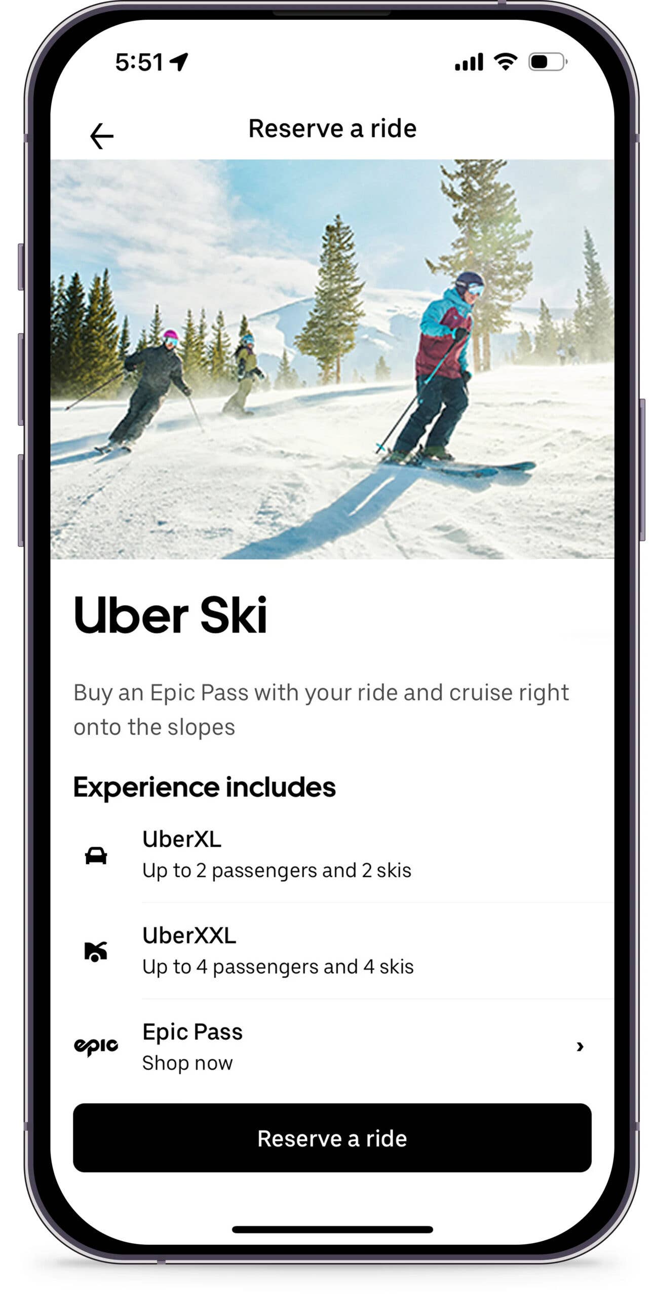 Uber запускает «Uber Ski» с удобными для снаряжения поездками