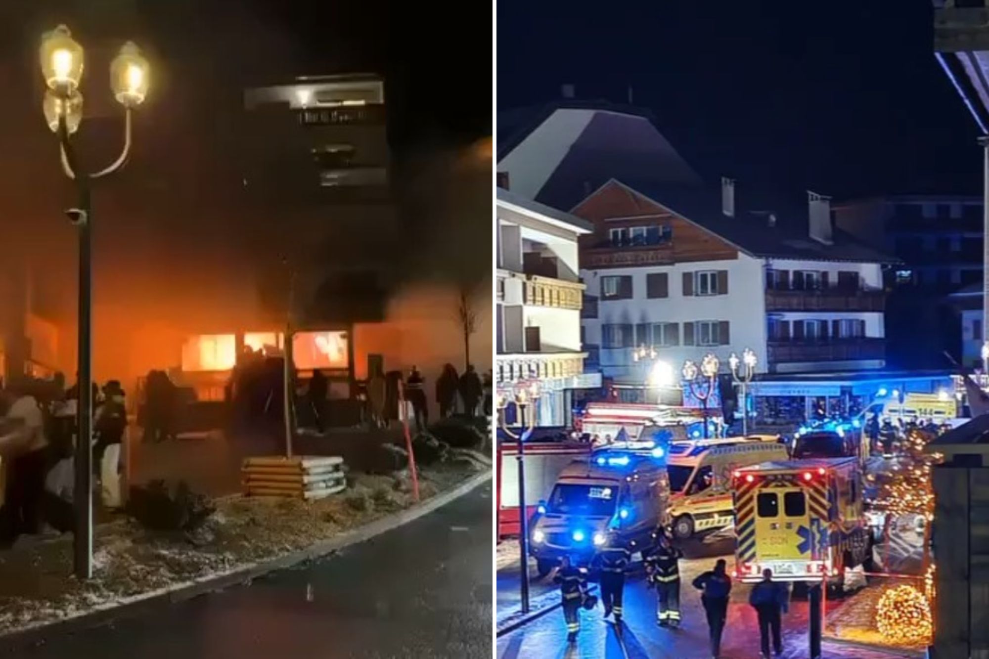 Здание охвачено пламенем, из него валит дым.